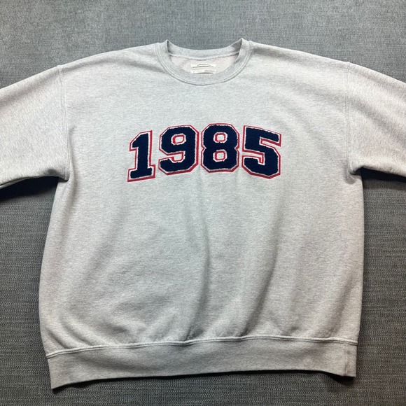 Anthropologie Tops - Anthropologie 1985 Varsity Graphic Sweatshirt Womens Medium Gray  Retro